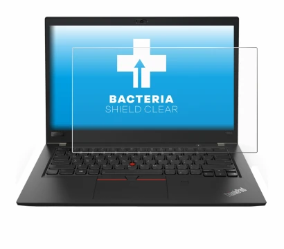 Immagine del dispositivo Lenovo ThinkPad T480s con un'ampia varietà di protezioni per lo schermo.