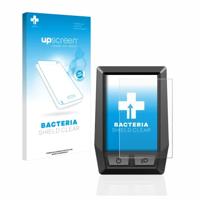 Parte frontale di una confezione del prodotto con il logo del marchio upscreen. Accanto è raffigurato il dispositivo Bosch Kio