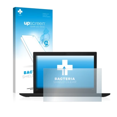 Parte frontale di una confezione del prodotto con il logo del marchio upscreen. Accanto è raffigurato il dispositivo Lenovo Th