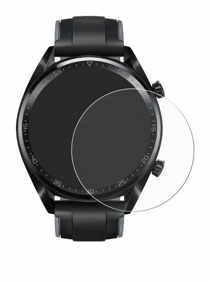 Immagine del dispositivo Huawei Watch GT (46 mm) 2018 con un'ampia varietà di protezioni per lo schermo.