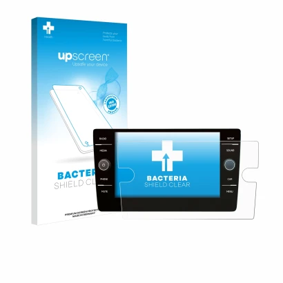 Parte frontale di una confezione del prodotto con il logo del marchio upscreen. Accanto è raffigurato il dispositivo Volkswage