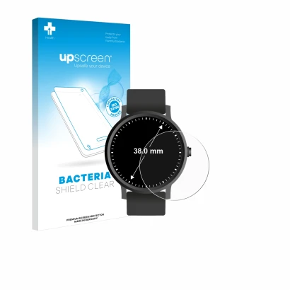 Parte frontale di una confezione del prodotto con il logo del marchio upscreen. Accanto è raffigurato il dispositivo Circolare