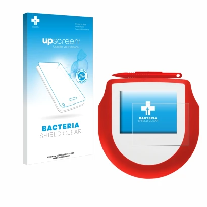 Parte frontale di una confezione del prodotto con il logo del marchio upscreen. Accanto è raffigurato il dispositivo Signotec