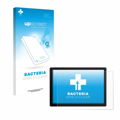 Parte frontale di una confezione del prodotto con il logo del marchio upscreen. Accanto è raffigurato il dispositivo Microsoft