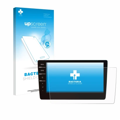 Parte frontale di una confezione del prodotto con il logo del marchio upscreen. Accanto è raffigurato il dispositivo Volkswage