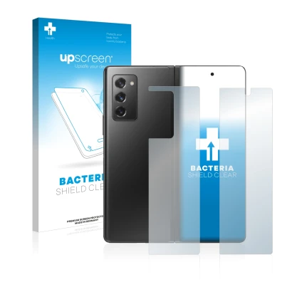 Parte frontale di una confezione del prodotto con il logo del marchio upscreen. Accanto è raffigurato il dispositivo Samsung G