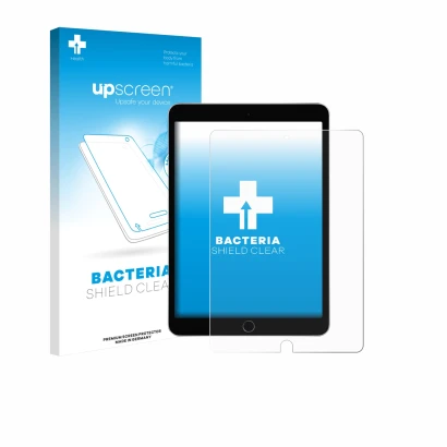 Parte frontale di una confezione del prodotto con il logo del marchio upscreen. Accanto è raffigurato il dispositivo Apple iPa