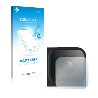 Parte frontale di una confezione del prodotto con il logo del marchio upscreen. Accanto è raffigurato il dispositivo GoPro Her