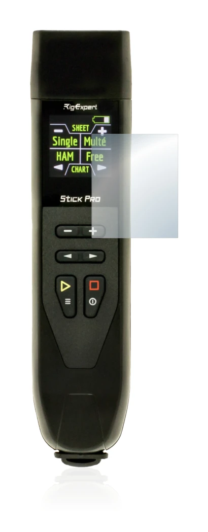 Immagine del dispositivo RigExpert Stick Pro con un'ampia varietà di protezioni per lo schermo.
