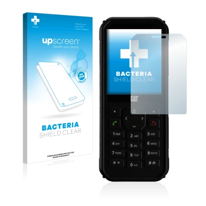 Parte frontale di una confezione del prodotto con il logo del marchio upscreen. Accanto è raffigurato il dispositivo Caterpill