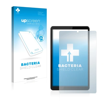 Parte frontale di una confezione del prodotto con il logo del marchio upscreen. Accanto è raffigurato il dispositivo Lenovo Ta