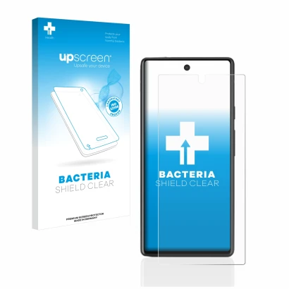 Parte frontale di una confezione del prodotto con il logo del marchio upscreen. Accanto è raffigurato il dispositivo Google Pi