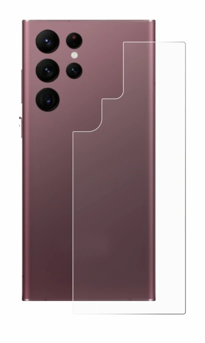 Immagine del dispositivo Samsung Galaxy S22 Ultra 5G (Posteriore) con un'ampia varietà di protezioni per lo schermo.