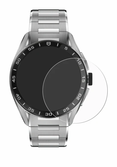 Immagine del dispositivo TAG Heuer Connected Calibre E4 (45 mm) con un'ampia varietà di protezioni per lo schermo.