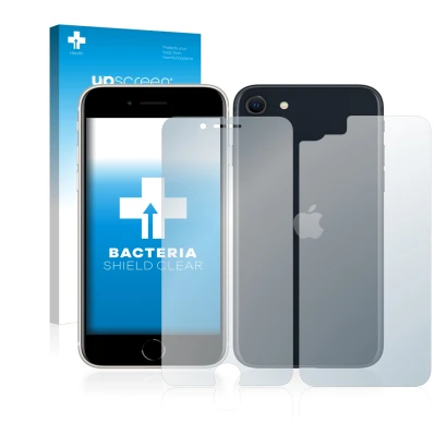 Parte frontale di una confezione del prodotto con il logo del marchio upscreen. Accanto è raffigurato il dispositivo Apple iPh