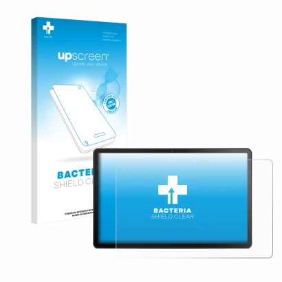 Parte frontale di una confezione del prodotto con il logo del marchio upscreen. Accanto è raffigurato il dispositivo Lenovo Ta