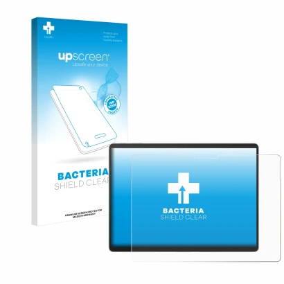 Parte frontale di una confezione del prodotto con il logo del marchio upscreen. Accanto è raffigurato il dispositivo Microsoft