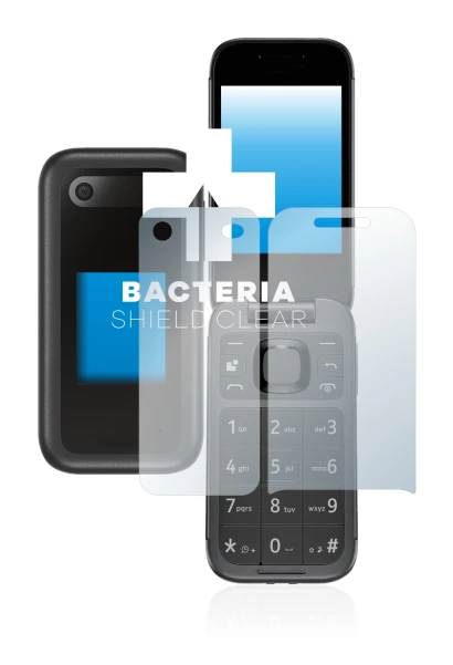 Immagine del dispositivo Nokia 2660 Flip (Fronte+Retro) con un'ampia varietà di protezioni per lo schermo.