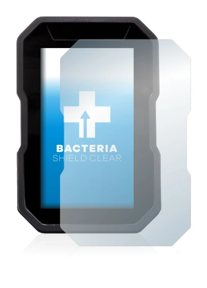 Immagine del dispositivo Ducati DesertX 2022 con un'ampia varietà di protezioni per lo schermo.