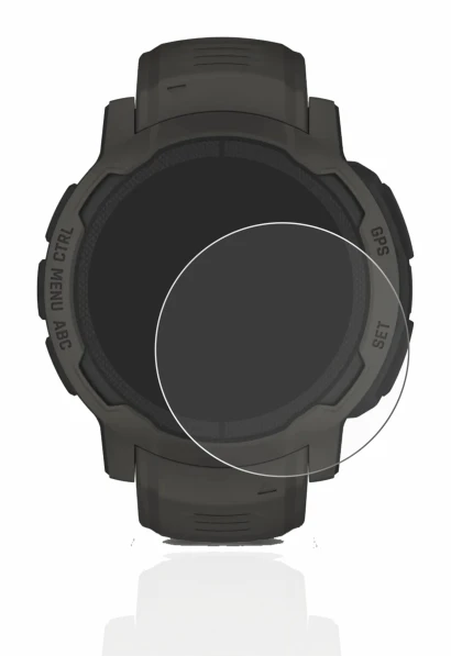 Immagine del dispositivo Garmin Instinct 2 Solar con un'ampia varietà di protezioni per lo schermo.