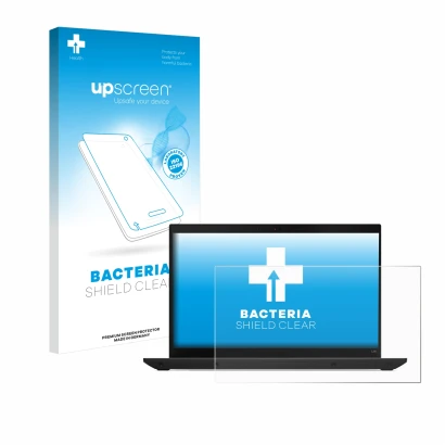 Parte frontale di una confezione del prodotto con il logo del marchio upscreen. Accanto è raffigurato il dispositivo Lenovo Th