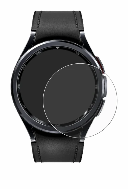 Immagine del dispositivo Samsung Galaxy Watch 6 Classic (47 mm) con un'ampia varietà di protezioni per lo schermo.
