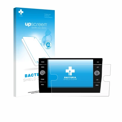 Parte frontale di una confezione del prodotto con il logo del marchio upscreen. Accanto è raffigurato il dispositivo Volkswage