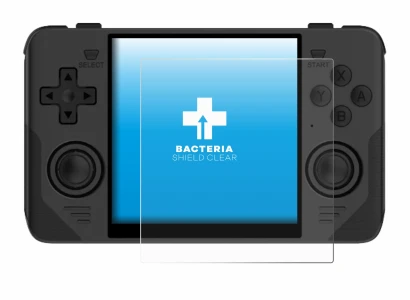 Immagine del dispositivo Powkiddy RGB30 con un'ampia varietà di protezioni per lo schermo.