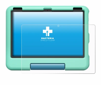 Immagine del dispositivo Amazon Fire HD 10 Kids 2023 con un'ampia varietà di protezioni per lo schermo.