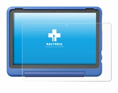 Immagine del dispositivo Amazon Fire HD 10 Kids Pro 2023 con un'ampia varietà di protezioni per lo schermo.