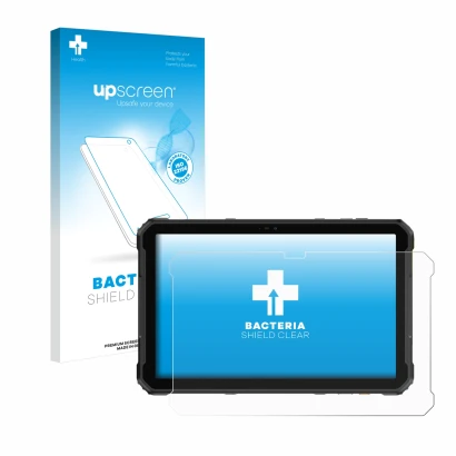 Parte frontale di una confezione del prodotto con il logo del marchio upscreen. Accanto è raffigurato il dispositivo Ulefone A