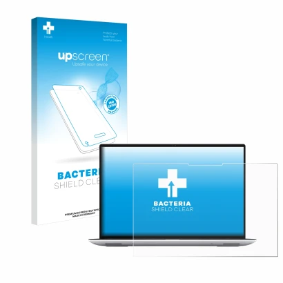 Parte frontale di una confezione del prodotto con il logo del marchio upscreen. Accanto è raffigurato il dispositivo Dell Prec