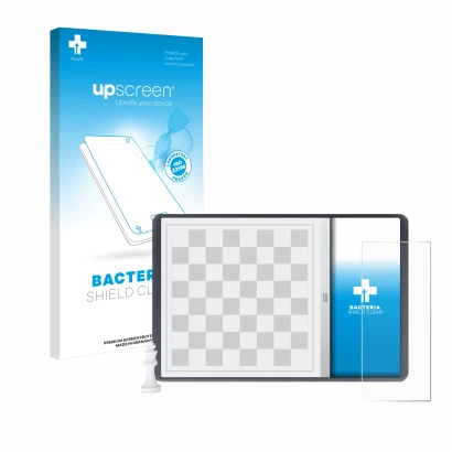 Parte frontale di una confezione del prodotto con il logo del marchio upscreen. Accanto è raffigurato il dispositivo Chessnut