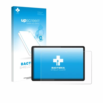 Parte frontale di una confezione del prodotto con il logo del marchio upscreen. Accanto è raffigurato il dispositivo Lenovo Ta