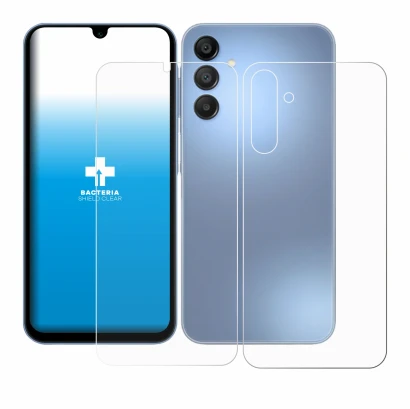 Immagine del dispositivo Samsung Galaxy A15 (Fronte+Retro) con un'ampia varietà di protezioni per lo schermo.