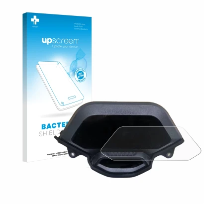 Parte frontale di una confezione del prodotto con il logo del marchio upscreen. Accanto è raffigurato il dispositivo Segway Ni