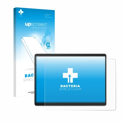 Parte frontale di una confezione del prodotto con il logo del marchio upscreen. Accanto è raffigurato il dispositivo Microsoft