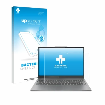 Parte frontale di una confezione del prodotto con il logo del marchio upscreen. Accanto è raffigurato il dispositivo Lenovo Id