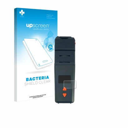 Parte frontale di una confezione del prodotto con il logo del marchio upscreen. Accanto è raffigurato il dispositivo Storz & B