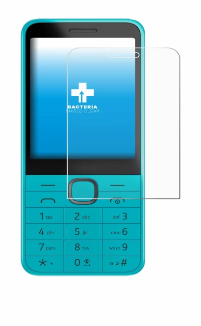 Immagine del dispositivo Nokia 235 4G (2024) con un'ampia varietà di protezioni per lo schermo.
