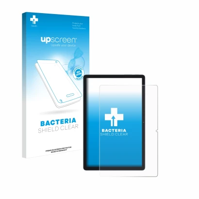 Parte frontale di una confezione del prodotto con il logo del marchio upscreen. Accanto è raffigurato il dispositivo Blackview