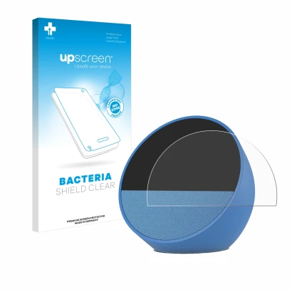 Parte frontale di una confezione del prodotto con il logo del marchio upscreen. Accanto è raffigurato il dispositivo Amazon Ec