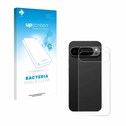 Parte frontale di una confezione del prodotto con il logo del marchio upscreen. Accanto è raffigurato il dispositivo Google Pi