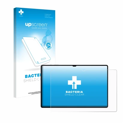 Parte frontale di una confezione del prodotto con il logo del marchio upscreen. Accanto è raffigurato il dispositivo Samsung G