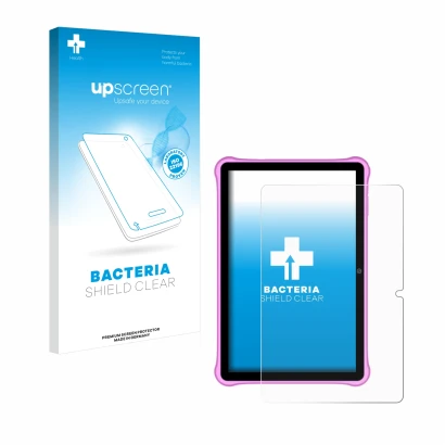 Parte frontale di una confezione del prodotto con il logo del marchio upscreen. Accanto è raffigurato il dispositivo Blackview