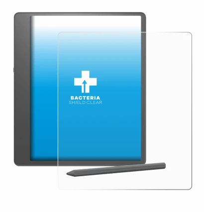 Immagine del dispositivo Amazon Kindle Scribe 2024 con un'ampia varietà di protezioni per lo schermo.