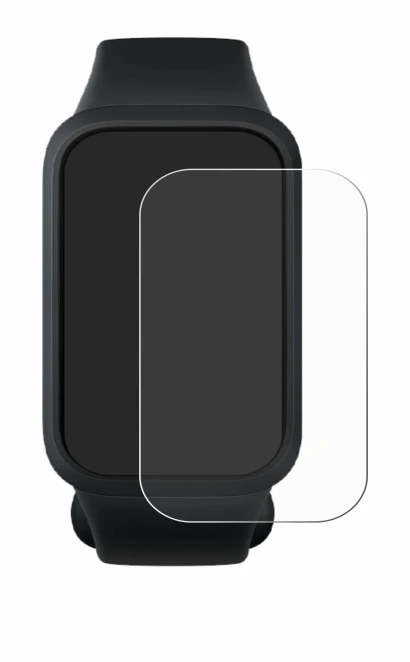 Immagine del dispositivo Xiaomi Smart Band 9 Active con un'ampia varietà di protezioni per lo schermo.