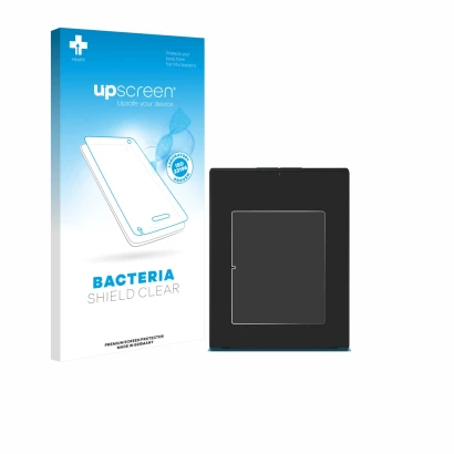 Parte frontale di una confezione del prodotto con il logo del marchio upscreen. Accanto è raffigurato il dispositivo Lenovo Yo