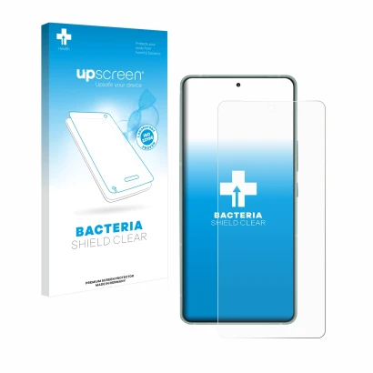 Parte frontale di una confezione del prodotto con il logo del marchio upscreen. Accanto è raffigurato il dispositivo ASUS ZenF