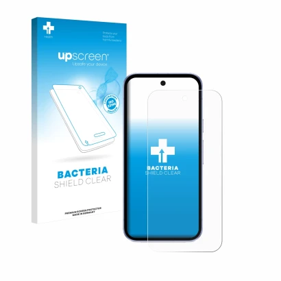 Parte frontale di una confezione del prodotto con il logo del marchio upscreen. Accanto è raffigurato il dispositivo Google Pi